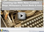 Webinar: Coming Up With New Content - Blogs, Whitepapers, Social Media