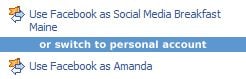 Switch between personal and business Facebook profiles