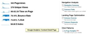 Google Analytics Content Detail Summary