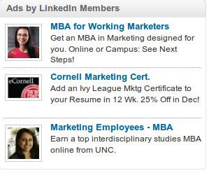 LinkedIn Advertisements on screen