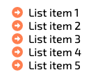 Unordered list with arrows for bullets