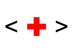 Red Hospital Cross Inside Code Brackets