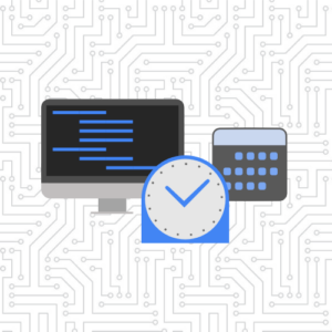 Cron clock with calendar and desktop computer