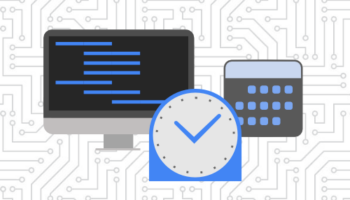 Cron clock with calendar and desktop computer
