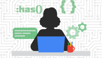 girl coder with CSS :has() selector icons