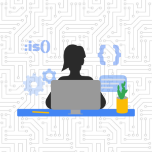 Coder on computer surrounded by CSS :is() selector icons