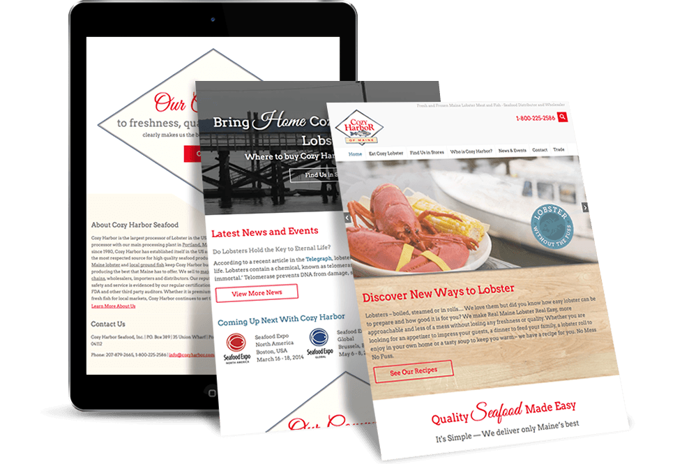 Cozy Harbor Website Tablet View