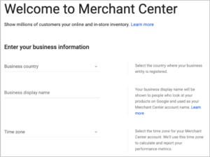 google merchant center welcome