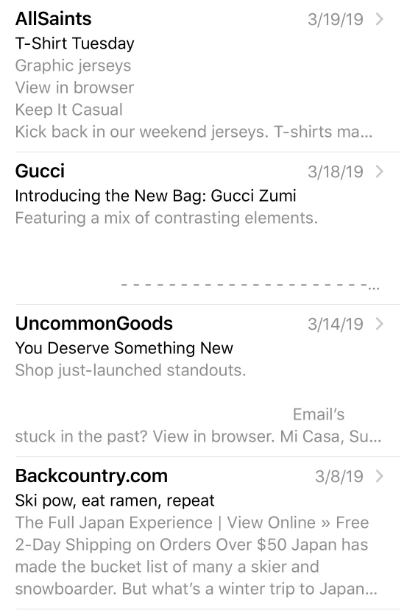 iPhone 8 plus Apple mail inbox