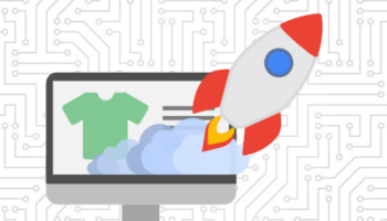 Rocket launching out of ecommerce site on desktop
