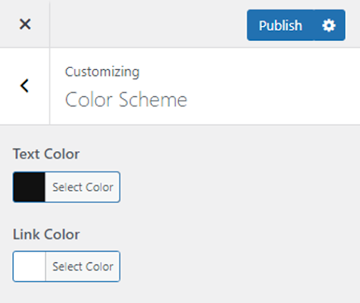 WordPress Customizer link color setting