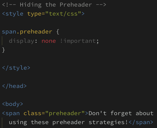 Preheader code example