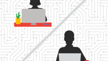 male and female web developers graphic