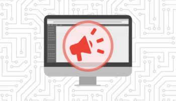 wordpress desktop with red megaphone icon in front of it
