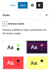 WordPress style variation options