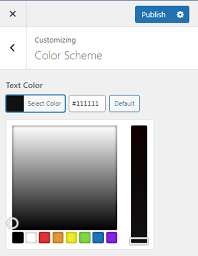 WordPress Customizer text color options