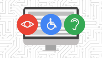 website accessibility icons in front of a desktop computer