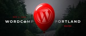 WordCamp Portland Maine Logo - Red Balloon with WordPress Logo