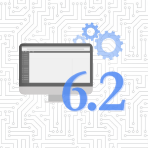 WordPress computer surrounded by gear icons and 6.2