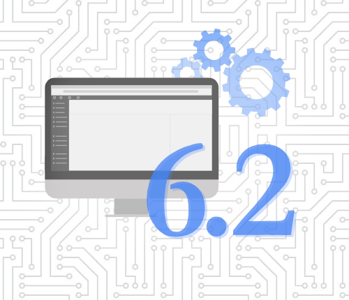 WordPress computer surrounded by gear icons and 6.2